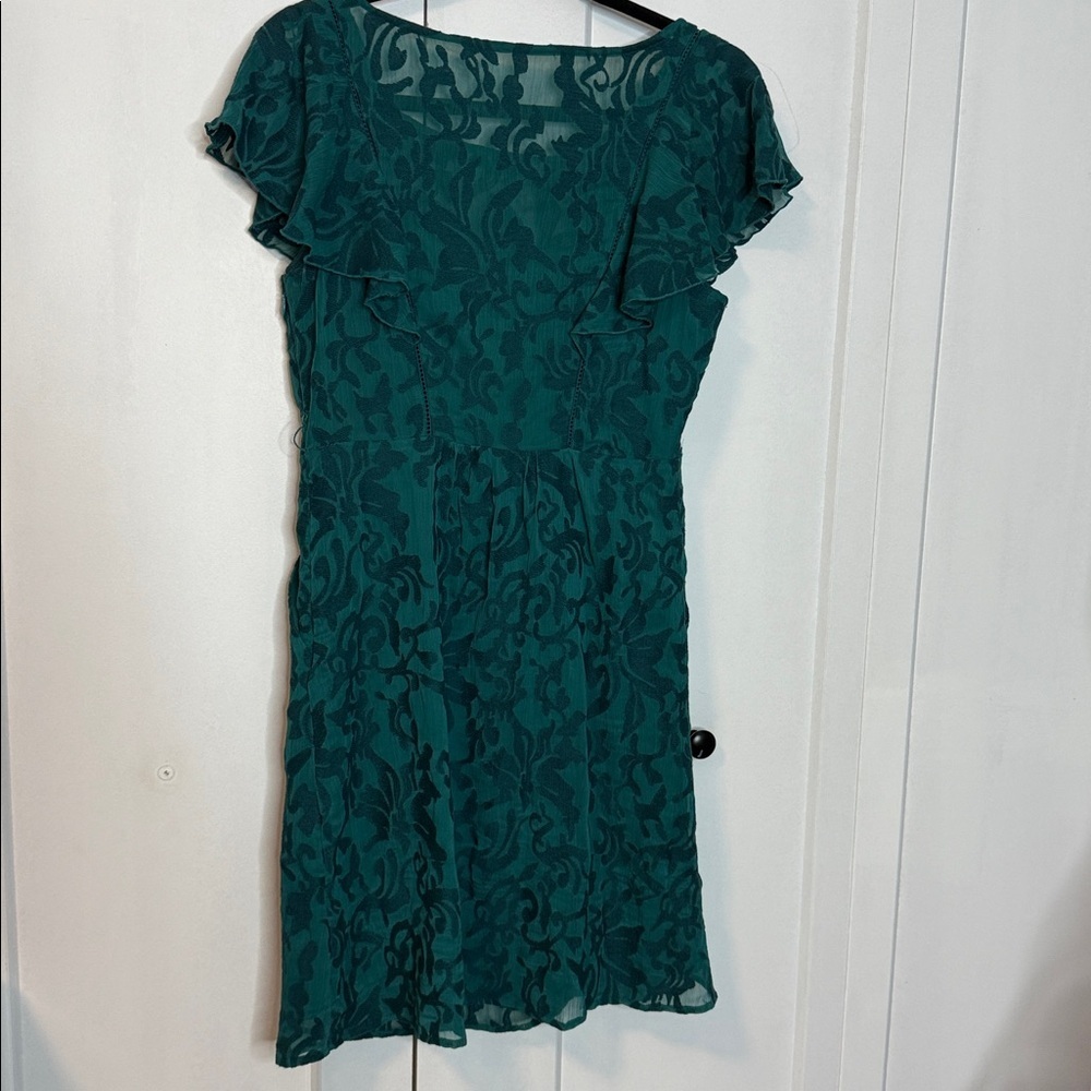 Anthropologie Teal Lace Midi Dress - Picture 7 of 7